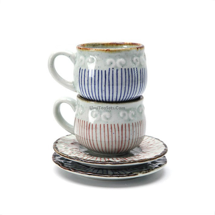 (Set of Two) Japanese Tea Cup With Handle And Saucer