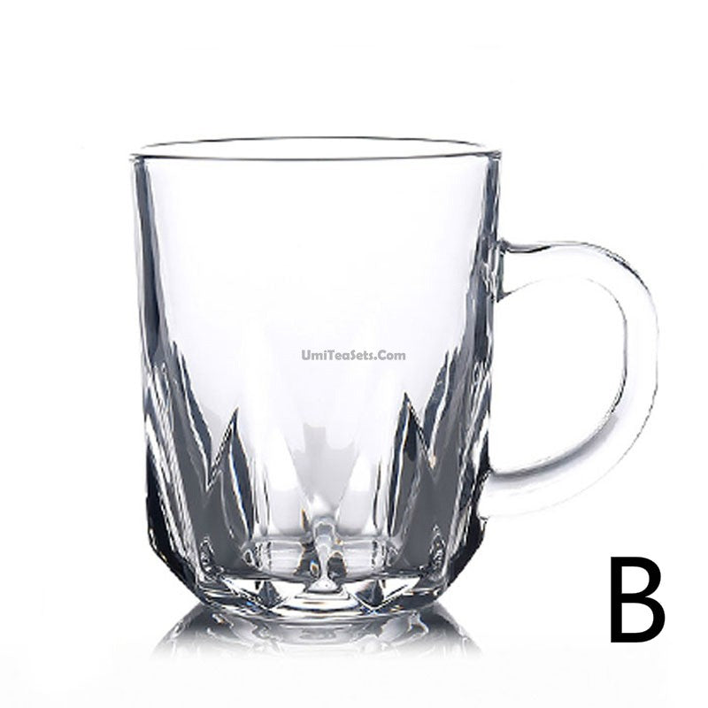 Mini Clear Glass Tea Cups Set of 2, with Handle 150ml/ 5oz