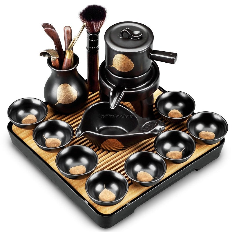 Black Ceramic Automatic Gongfu Tea Set