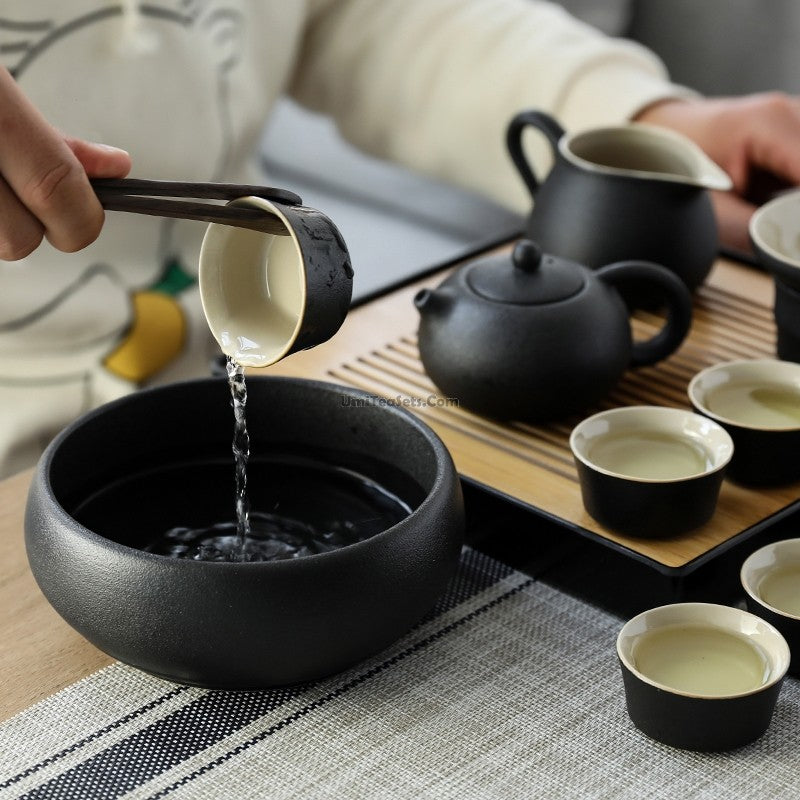 Black Ceramic Simple Gongfu Tea Set