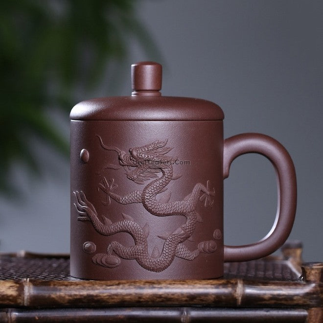Yixing Purple Clay Carved Dragon Tea Cup