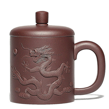 Yixing Purple Clay Carved Dragon Tea Cup