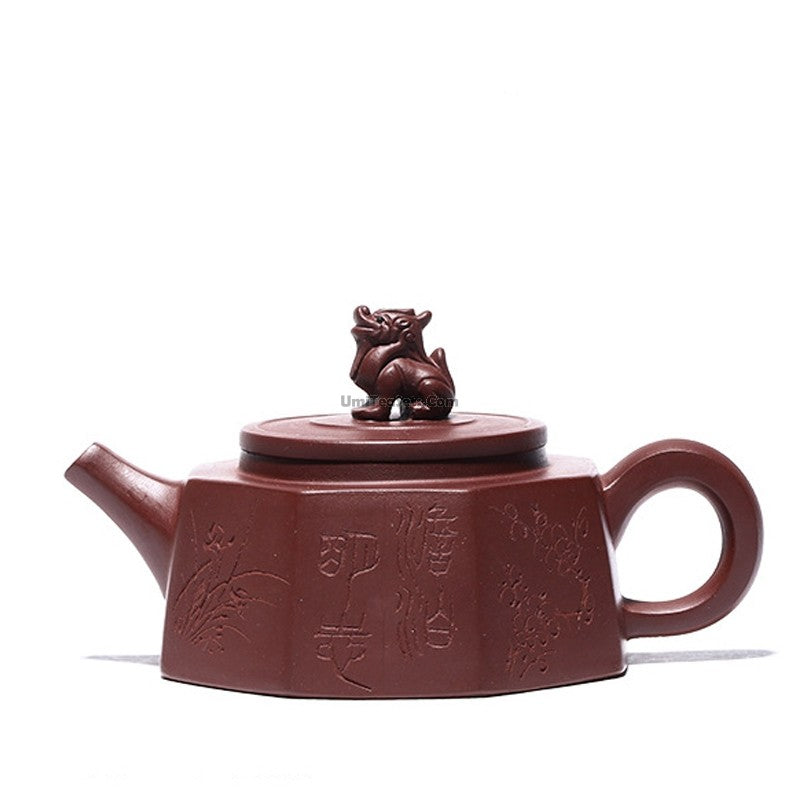 Yixing Purple Clay Kylin Octagonal Teapot