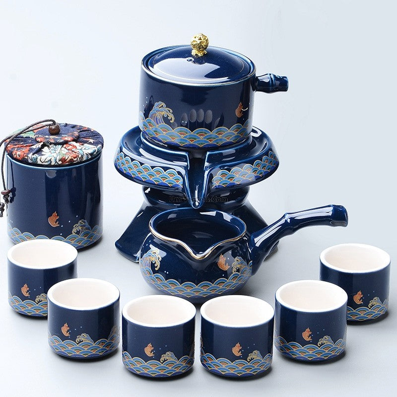 Blue Sea Wave Automatic Tea Set