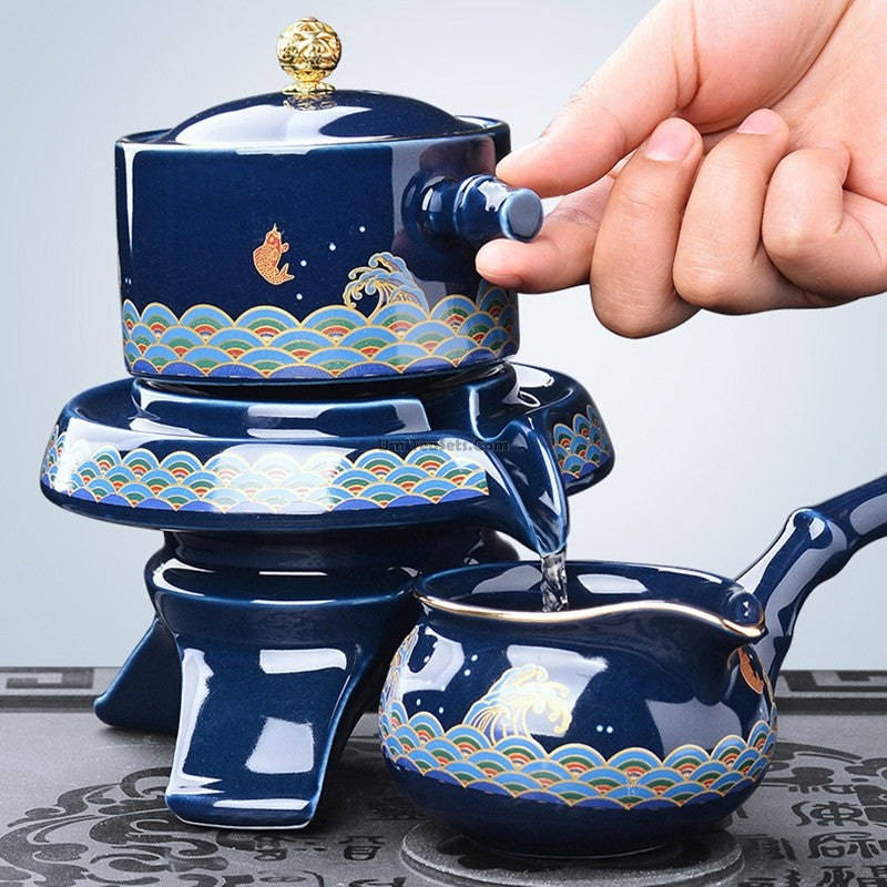 Blue Sea Wave Automatic Tea Set