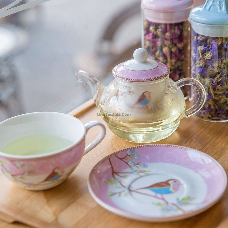 Glass And Porcelain Tea For One Set