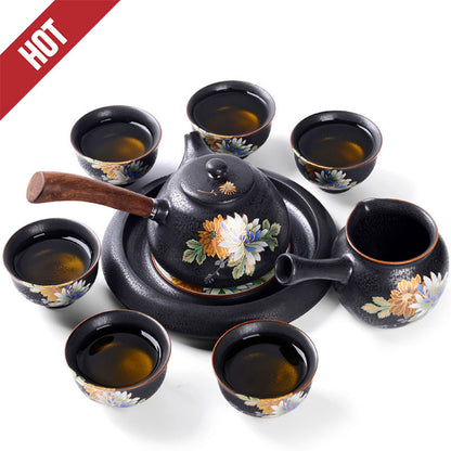 Iron Style Chinese Flowers Tea Set