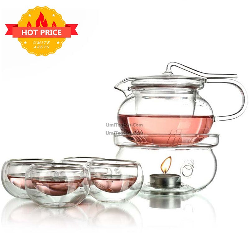 Heat Resistant Borosilicate Glass Square Shape Tea Pot with Stainless –  Gloria Cart