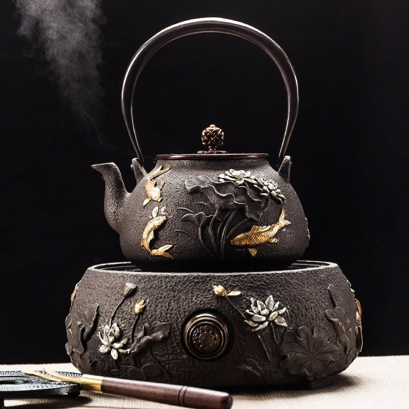 Fish Lotus Cast Iron Teapot With Induction Cooker – Umi Tea Sets