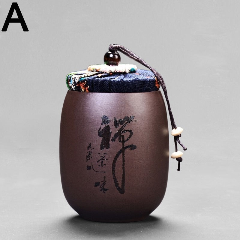 Purple Clay Chinese Characters Tea Caddy