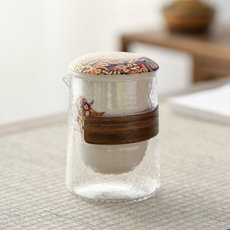 Glass And Porcelain Deer Travel Tea Set