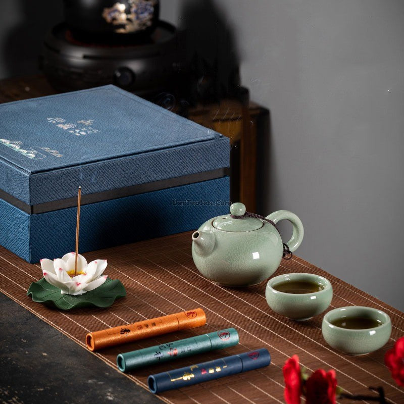 Geyao Tea Set With Lotus Incense Holder