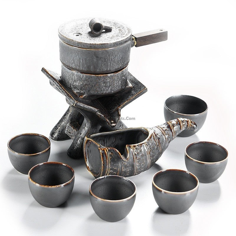 Automatic Stone Mill Bamboo Tea Set