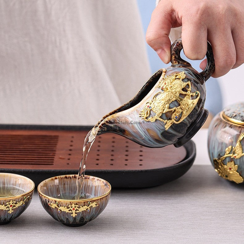 Chinese Jian Zhan Golden Dragon Tea Set – Umi Tea Sets