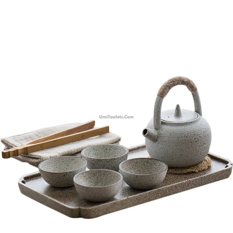 Japanese White Clay Wabi-sabi Tea Set