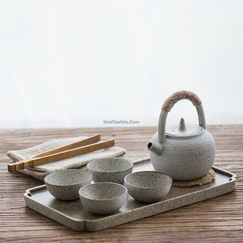 Japanese White Clay Wabi-sabi Tea Set