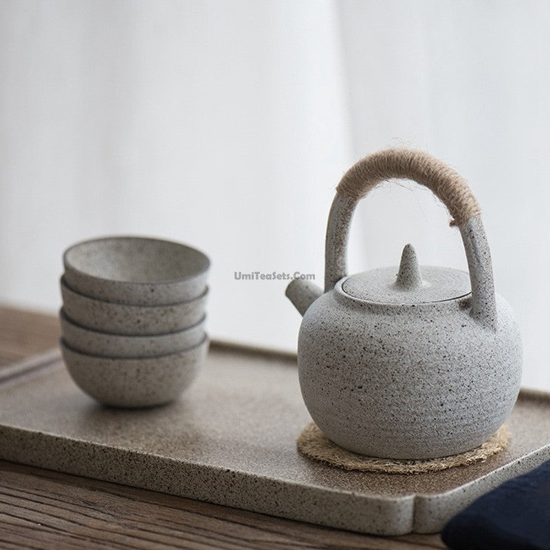 Japanese White Clay Wabi-sabi Tea Set