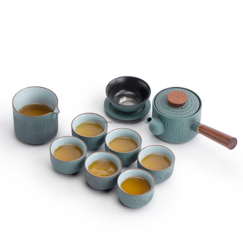 Japanese Cyan Stone Glazed Tea Set