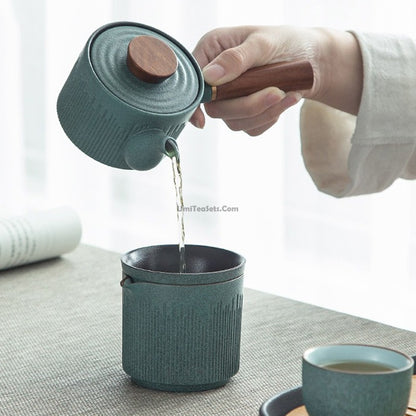 Japanese Cyan Stone Glazed Tea Set