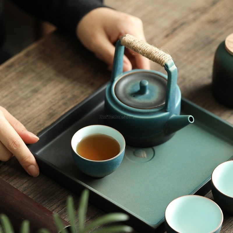 Japanese Cyan Ceramic Tea Set