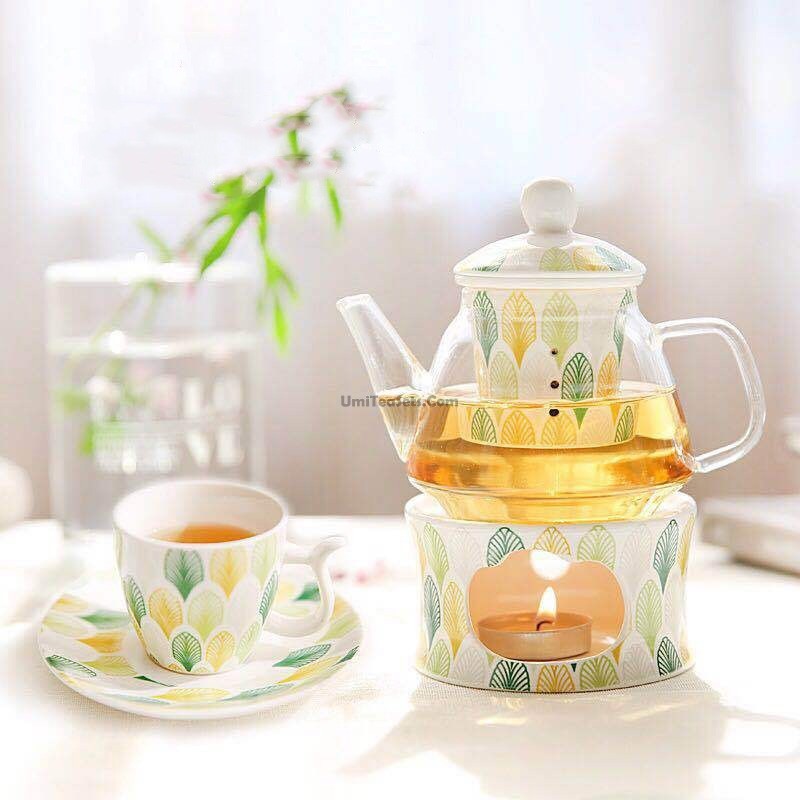 Glass And Porcelain Tea For One With Warmer