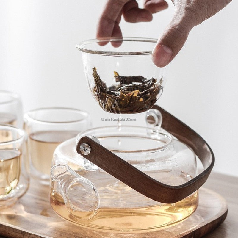 High Borosilicate Glass Tea Set With Tray