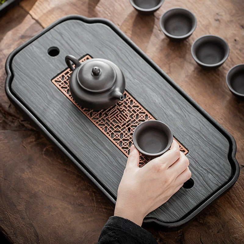 Black Ceramic Samll Gongfu Tea Tray