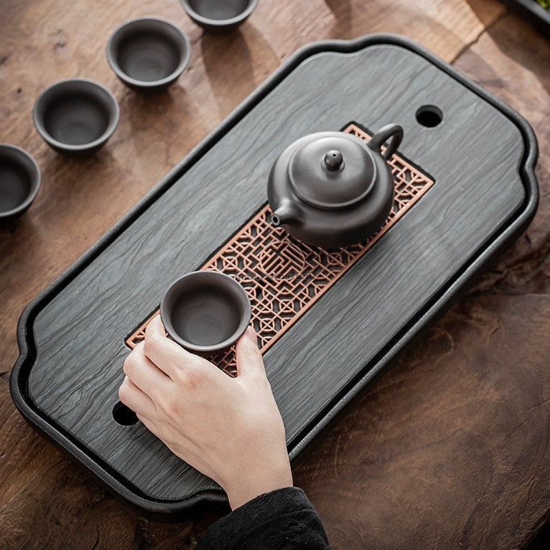 Black Ceramic Samll Gongfu Tea Tray