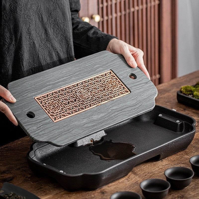 Black Ceramic Samll Gongfu Tea Tray