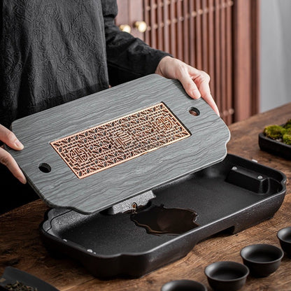 Black Ceramic Samll Gongfu Tea Tray