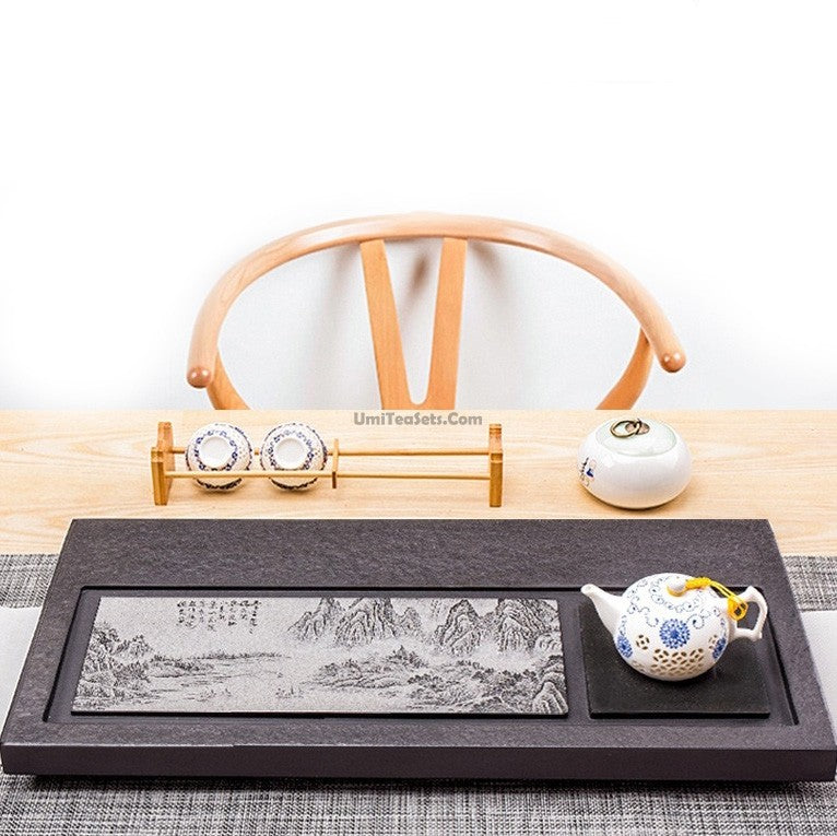 Black Stone Landscape Tea Tray