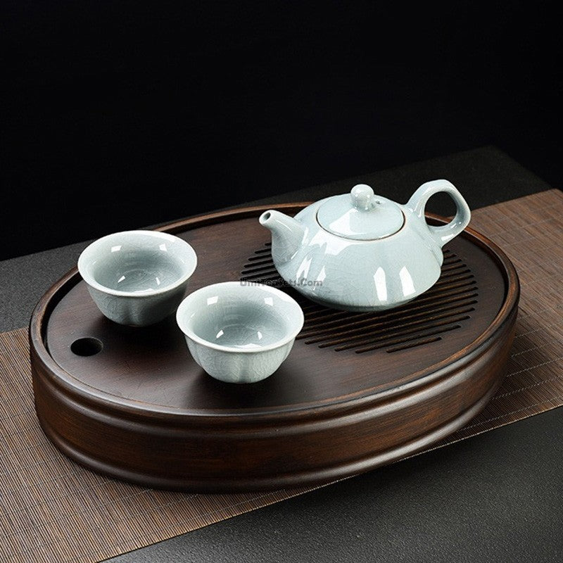 Walnut Brown Bamboo Oval Tea Tray
