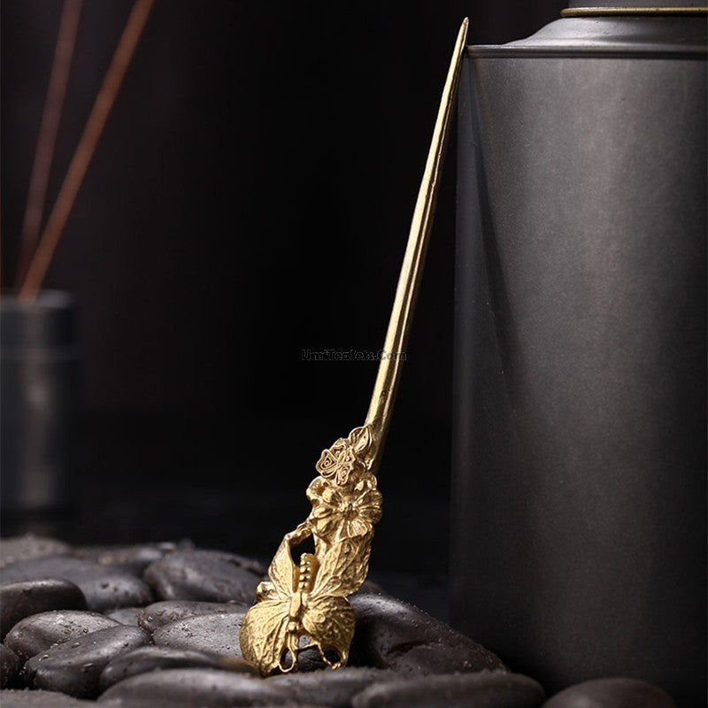 Handmade Flower Copper Tea Needle